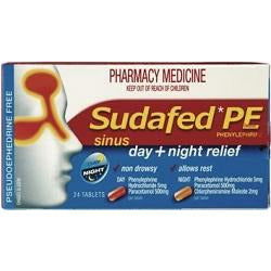 Sudafed PE Sinus Day + Night Relief Tablets 24 - Fairy springs pharmacy