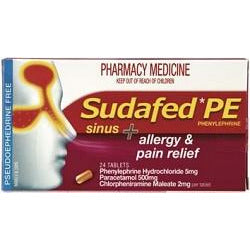 SUDAFED PE Sinus Allergy & Pain 24: - Fairy springs pharmacy