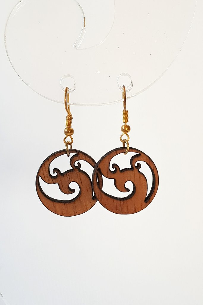 Wooden Whanau Round Drop Earrings - Fairy springs pharmacy